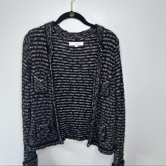 Ann Taylor Loft Cardigan Sweater Black White Stripe Small - Picture 4 of 12